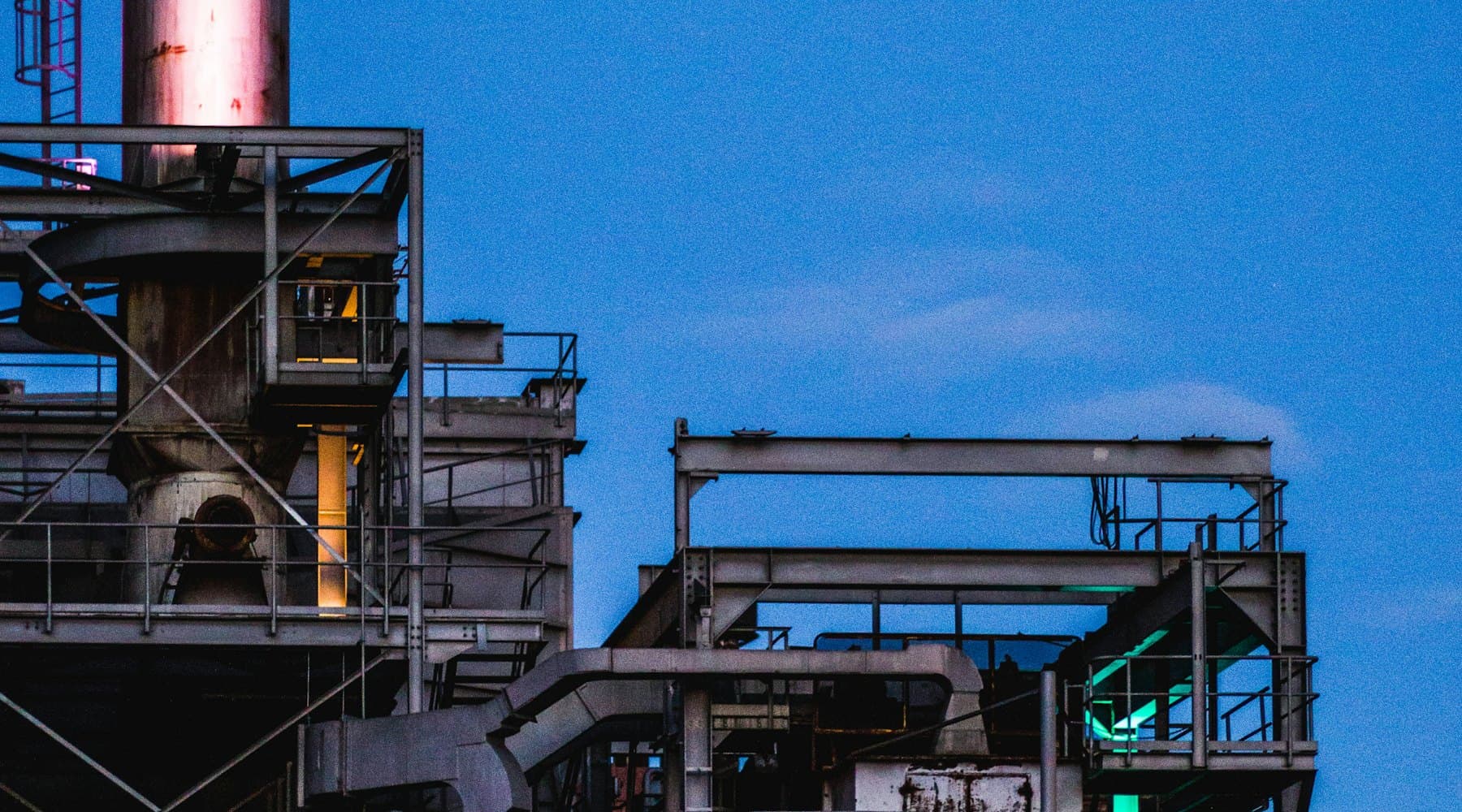 Industrial plant structure at dusk